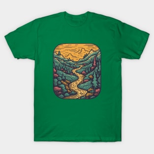 Beautiful Hiking Trail in the Forest Illustration T-Shirt